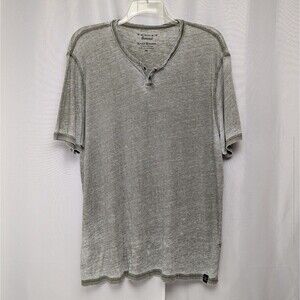 Lucky Brand Venice Burnout Henley XXL Gray  T-Shirt Short Sleeve Casual